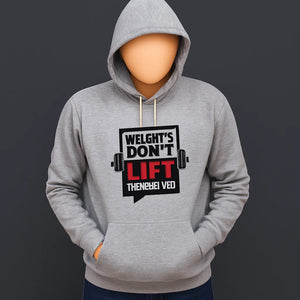 Weight Don’t Lift Printed Grey Hoodie – New Summer Collection for Men & Boys | Gym-Inspired Casual Wear (XL)