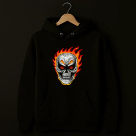Ghost Skull Printed Black Hoodie – New Summer Collection for Men & Boys | Trendy, Comfortable & Stylish Casual Wear (L)