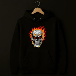 Ghost Skull Printed Black Hoodie – New Summer Collection for Men & Boys | Trendy, Comfortable & Stylish Casual Wear (L)