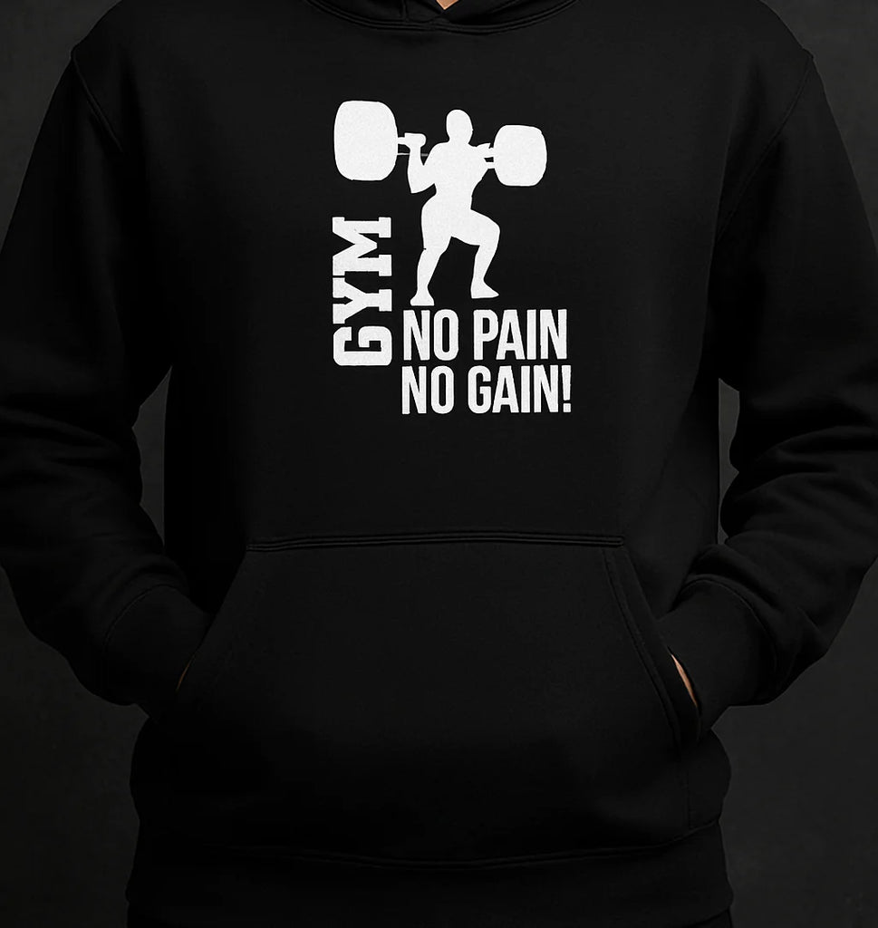 GYM Printed Black Hoodie – New Summer Collection for Men & Boys | Stylish, Comfortable & Casual Fitness Wear (L)