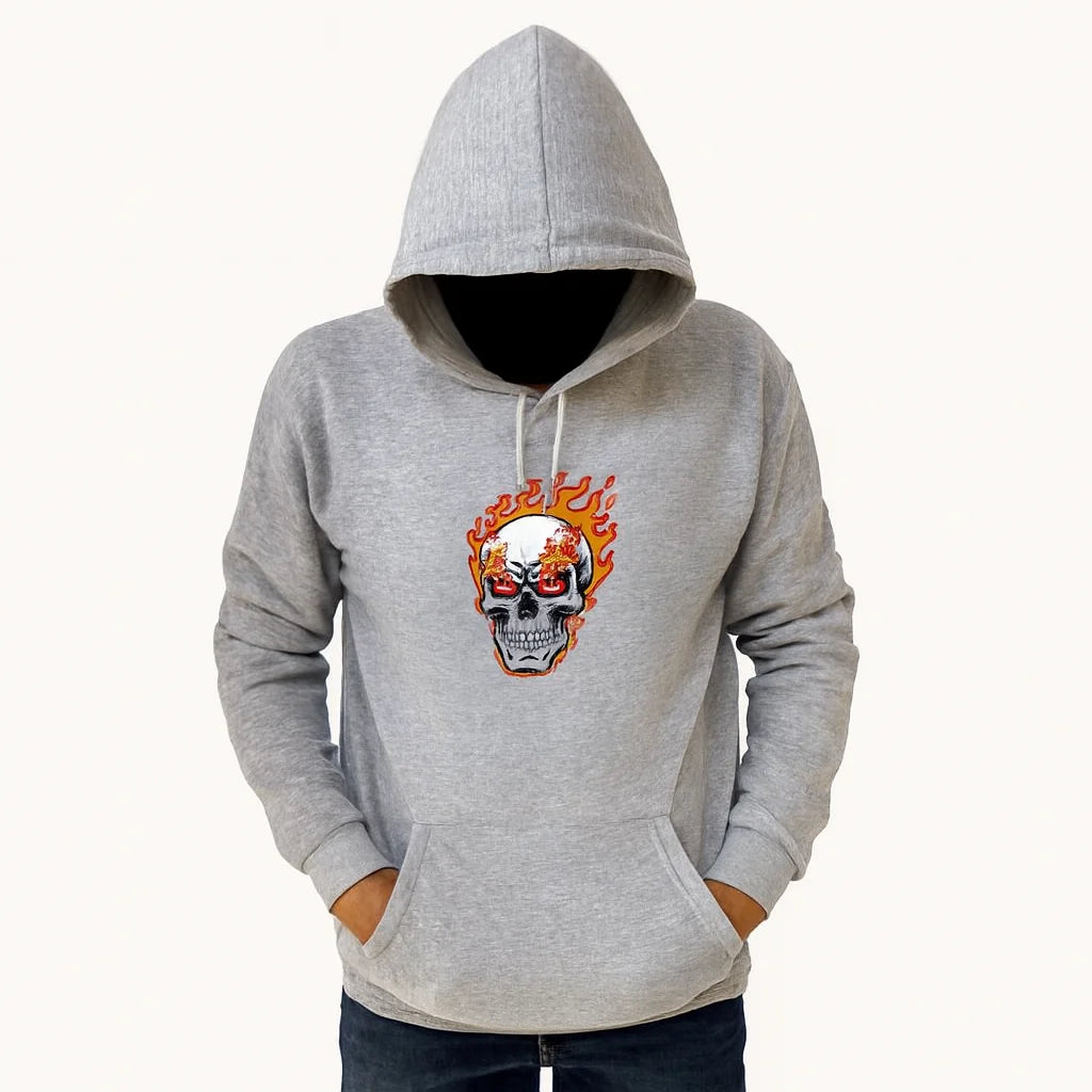 Ghost Printed Grey Hoodie – New Summer Collection for Men & Boys | Trendy, Comfortable & Cool Casual Wear (XL)