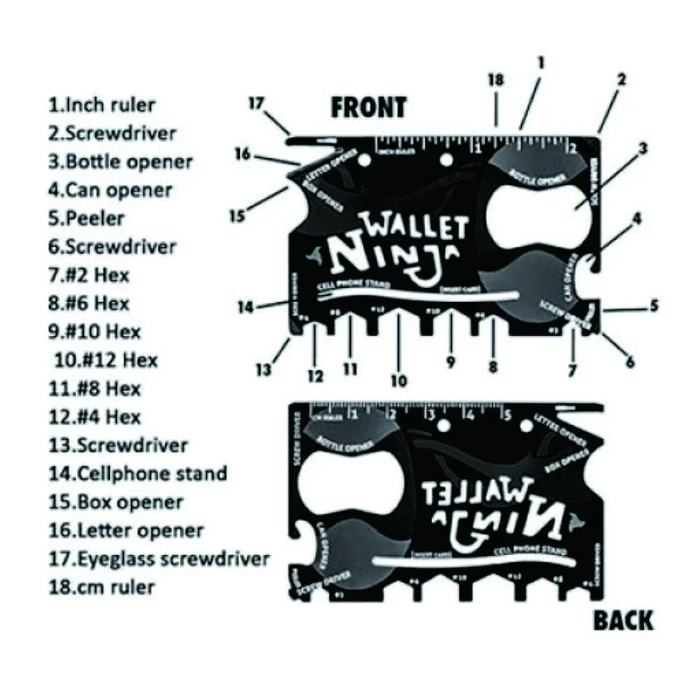 Ninja 18 In 1 Multi-Purpose Tool Pocket Hand Tools Camping Tool