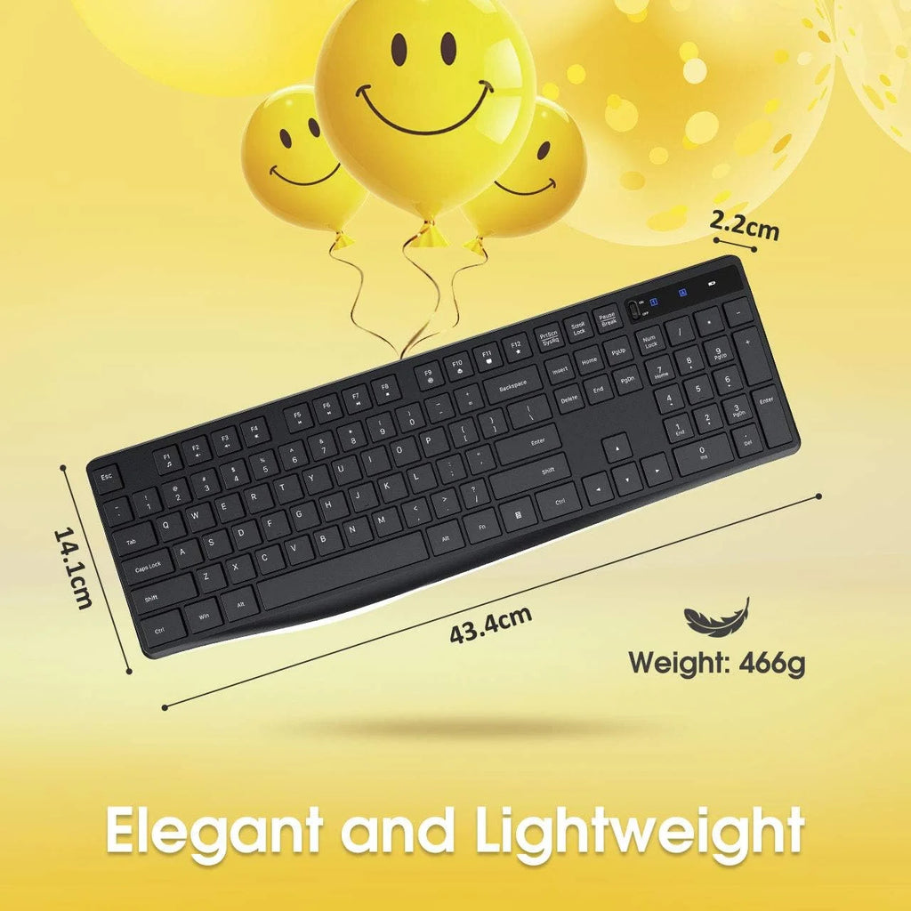 Wireless Keyboard PC230A | Slim 2.4GHz USB Keyboard with Silent Keys