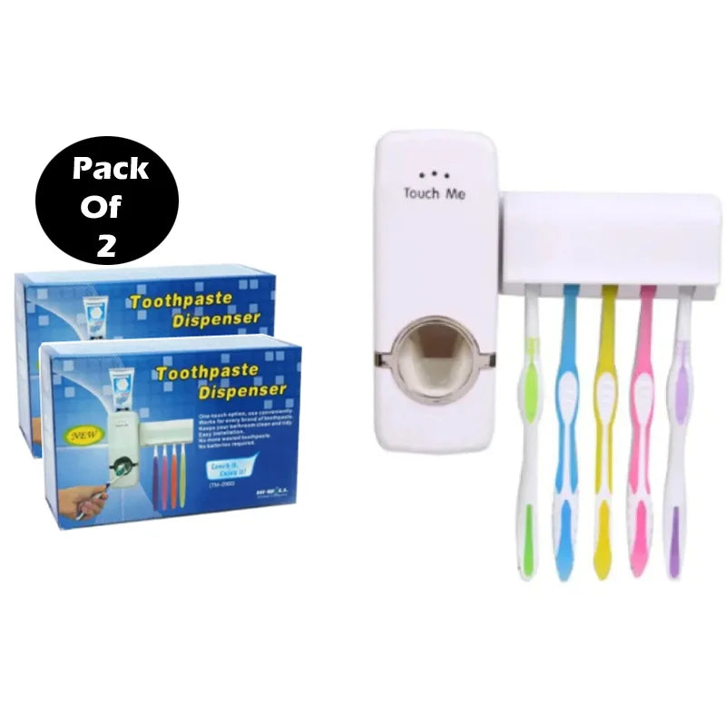 Pack of 2 Fashion Automatic Toothpaste Dispenser Holder Bathroom Wall Mount Rack Bath - Chaudhary Brand Store 