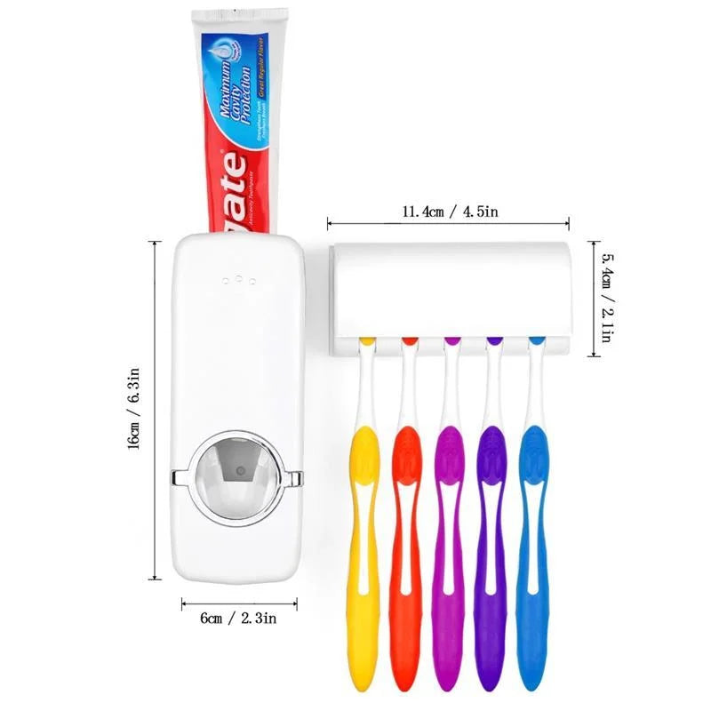 Pack of 2 Fashion Automatic Toothpaste Dispenser Holder Bathroom Wall Mount Rack Bath - Chaudhary Brand Store 