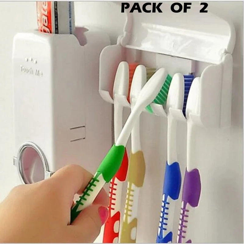 Pack of 2 Fashion Automatic Toothpaste Dispenser Holder Bathroom Wall Mount Rack Bath - Chaudhary Brand Store 