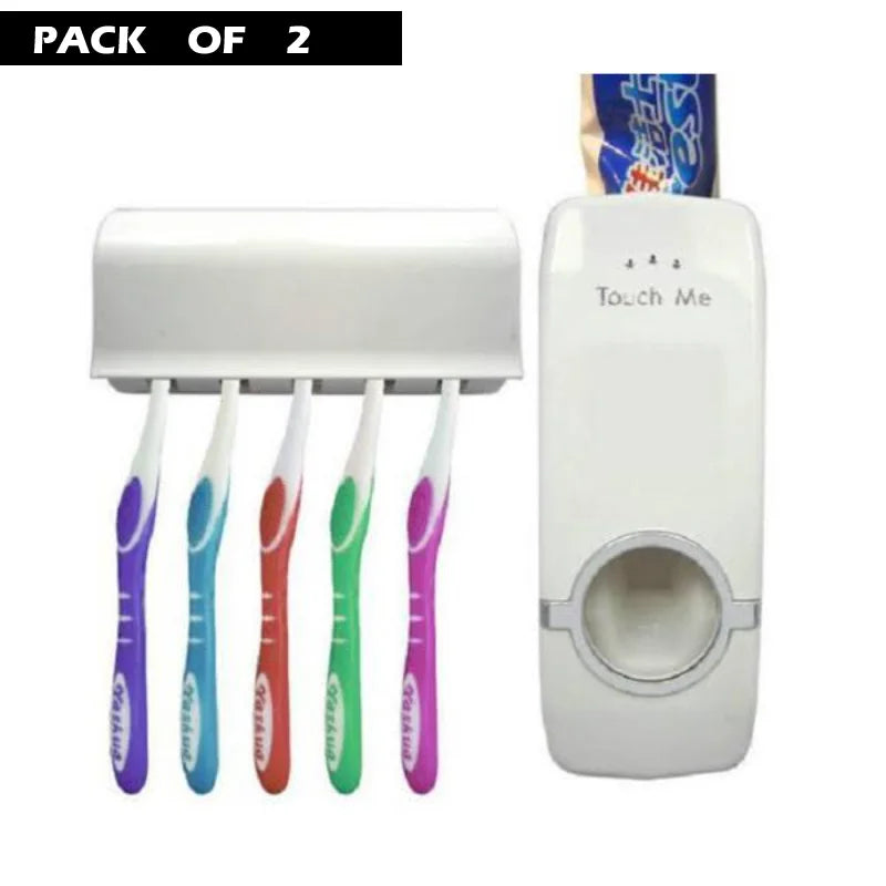Pack of 2 Fashion Automatic Toothpaste Dispenser Holder Bathroom Wall Mount Rack Bath - Chaudhary Brand Store 