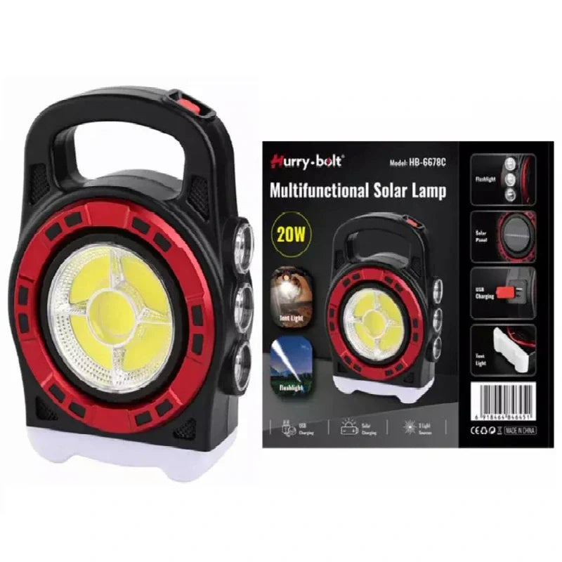 Portable Solar Lamp HB-6678C – 2000 Lumens, Dual Charging, Multi-Use Light - Chaudhary Brand Store 