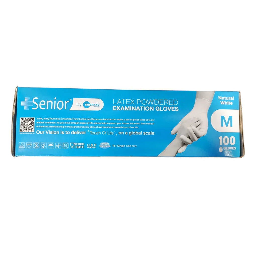 Premium Quality Latex Examination Gloves – 100 Pcs Box (Large, White) | Disposable Medical & Cleaning Gloves - Chaudhary Brand Store 