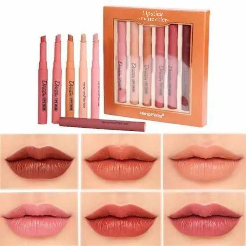 Hengfang Matte Dream Lipstick Set – 6-Piece Long-Lasting Nude Shades | Waterproof, Smooth Finish