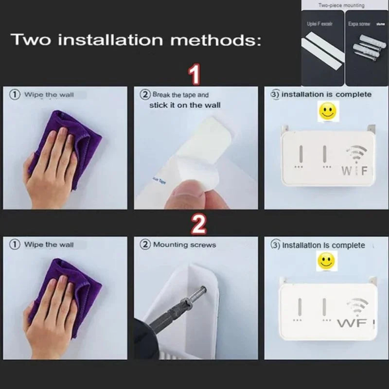 WiFi Router Storage Box & Wall Mount Shelf | Universal Cable Organizer Holder