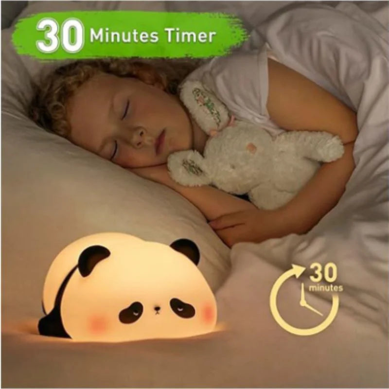 Cute Panda  Soft Silicone LED Animal Bedside Lamp | Tap Control & USB Rechargeable |  Panda Night Light for Kids