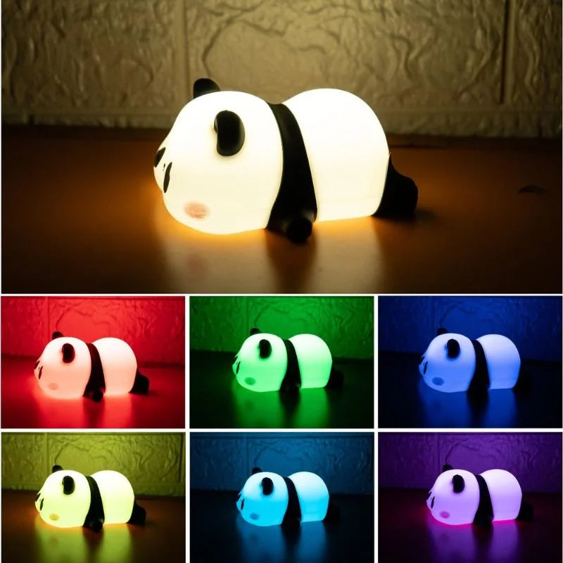 Cute Panda  Soft Silicone LED Animal Bedside Lamp | Tap Control & USB Rechargeable |  Panda Night Light for Kids