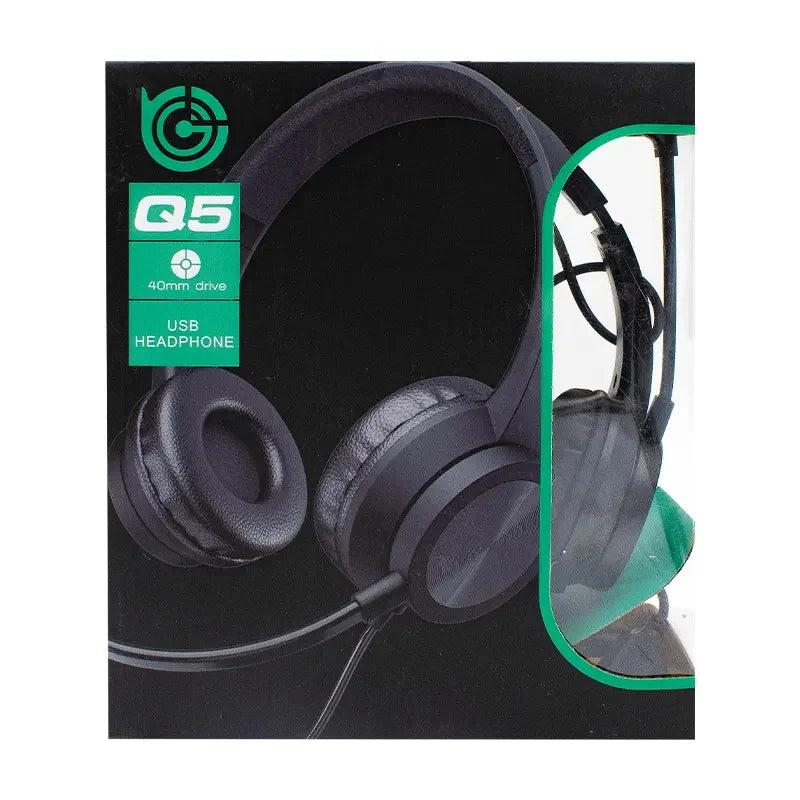 Q5 USB Wired Headphone with Microphone | Clear Sound for Calls & Online Meetings