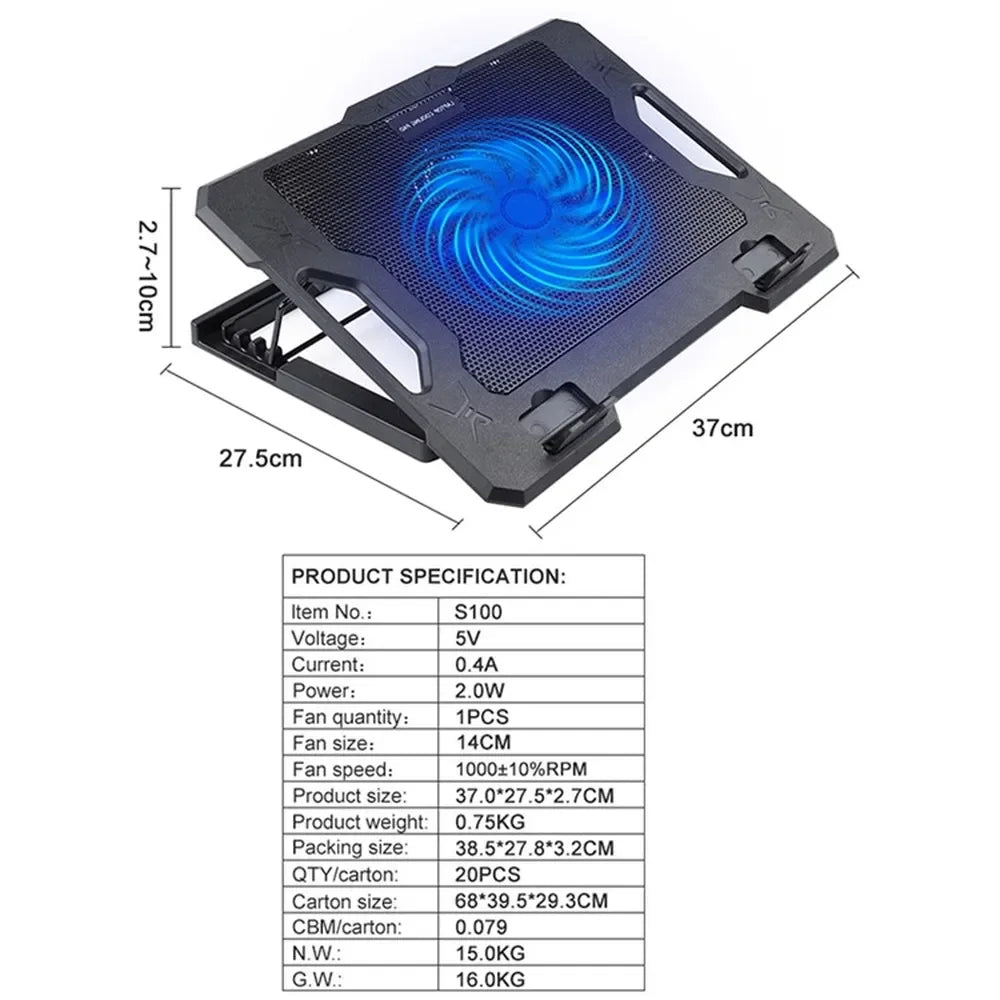 S100 Adjustable Notebook Gaming Cooler Fan Laptop Stand - Chaudhary Brand Store 