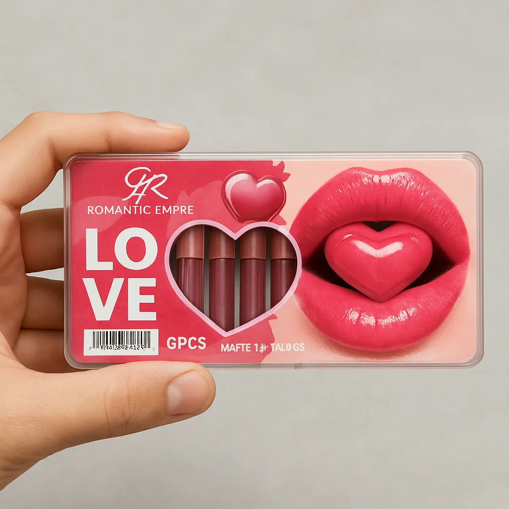 GR Romantic Love Matte Lip Gloss Set – 6 Pcs Rich Red & Maroon Shades, Smooth Velvety Finish, Long-Lasting Color, Comfortable & Elegant Everyday Wear