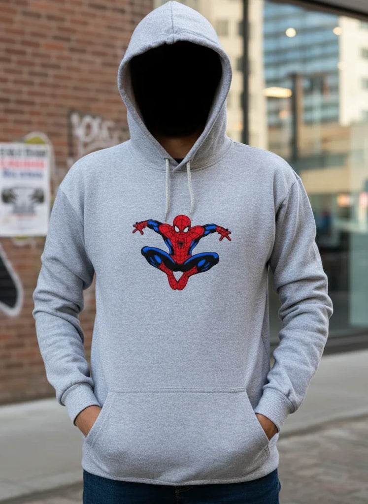 New Summer Collection Full Grey Hoodie – Spider-Man Printed Hoodie for Girls & Boys (Extra Large)
