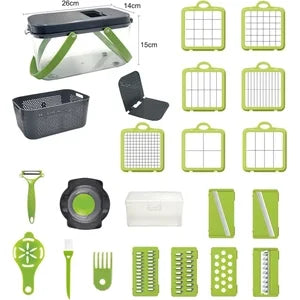 Kitchen Multi functional Vegetable Cutter 22 Pcs Set – Slicer, Shredder & Dicer for Onions, Potatoes, Fruits & Vegetables | Premium Food Chopper Set
