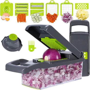 Kitchen Multi functional Vegetable Cutter 22 Pcs Set – Slicer, Shredder & Dicer for Onions, Potatoes, Fruits & Vegetables | Premium Food Chopper Set