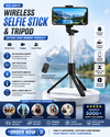 Selfie Stick with Tripod Stand | Bluetooth Remote | Adjustable & Foldable Design