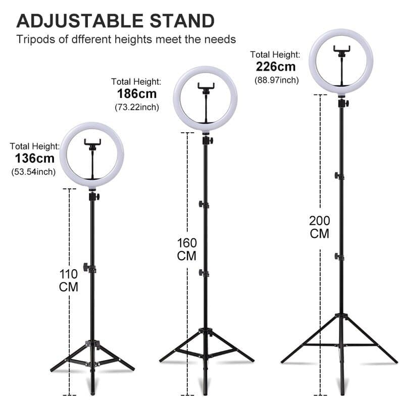 Selfie Ring Light With Stand 26cm/10inch Studio Light Dimmable 3 Modes Photography Lighting - Chaudhary Brand Store 