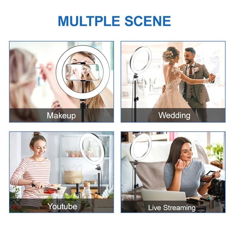 Selfie Ring Light With Stand 26cm/10inch Studio Light Dimmable 3 Modes Photography Lighting - Chaudhary Brand Store 