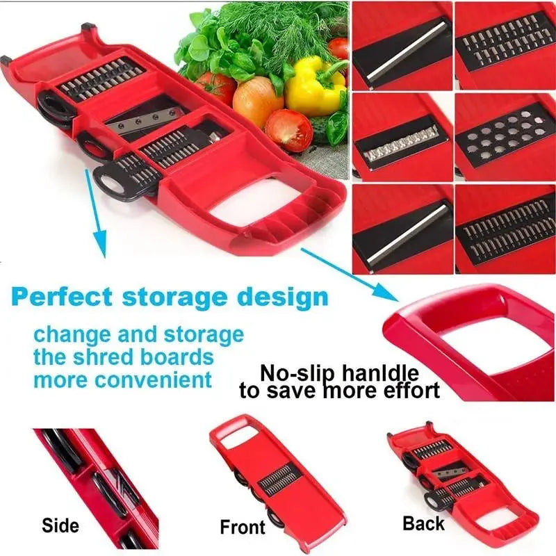 Slicer Vegetable Cutter Grater Chopper 6 Interchangeable Blades + Hand Protector - Chaudhary Brand Store 