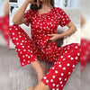 Soft and Comfortable Heartful Nights Red Crush All Over Hearts Half Sleeve Printed Nightwear Set - Chaudhary Brand Store 