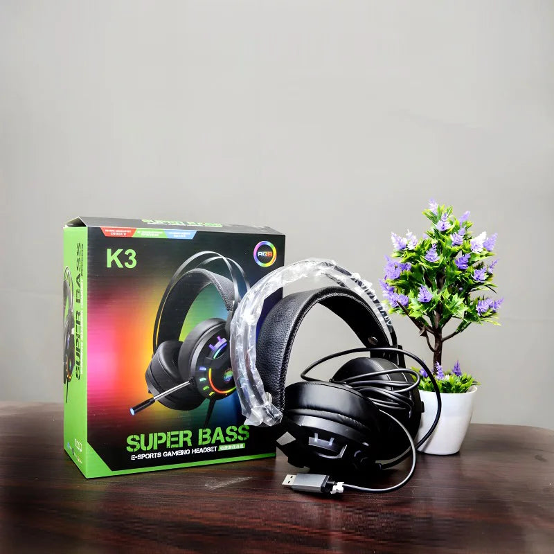 K3 E-Sports RGB Gaming Wired Headset | Super Bass, Comfortable Wear