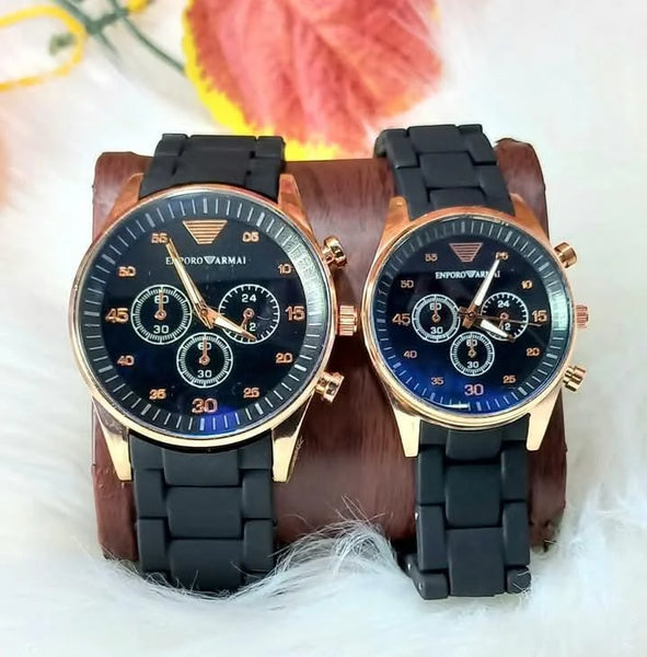 Stainless Steel Quartz Couple Watches Set of 2 – Elegant Analog Watches Chaudhary Brand Store