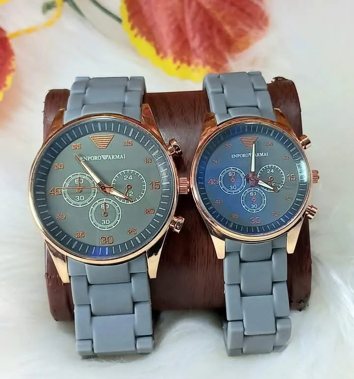 Stainless Steel Quartz Couple Watches Set of 2 – Elegant Analog Watches Chaudhary Brand Store