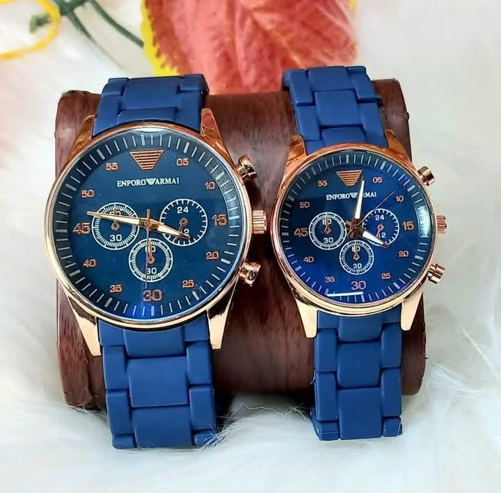Stainless Steel Quartz Couple Watches Set of 2 – Elegant Analog Watches Chaudhary Brand Store