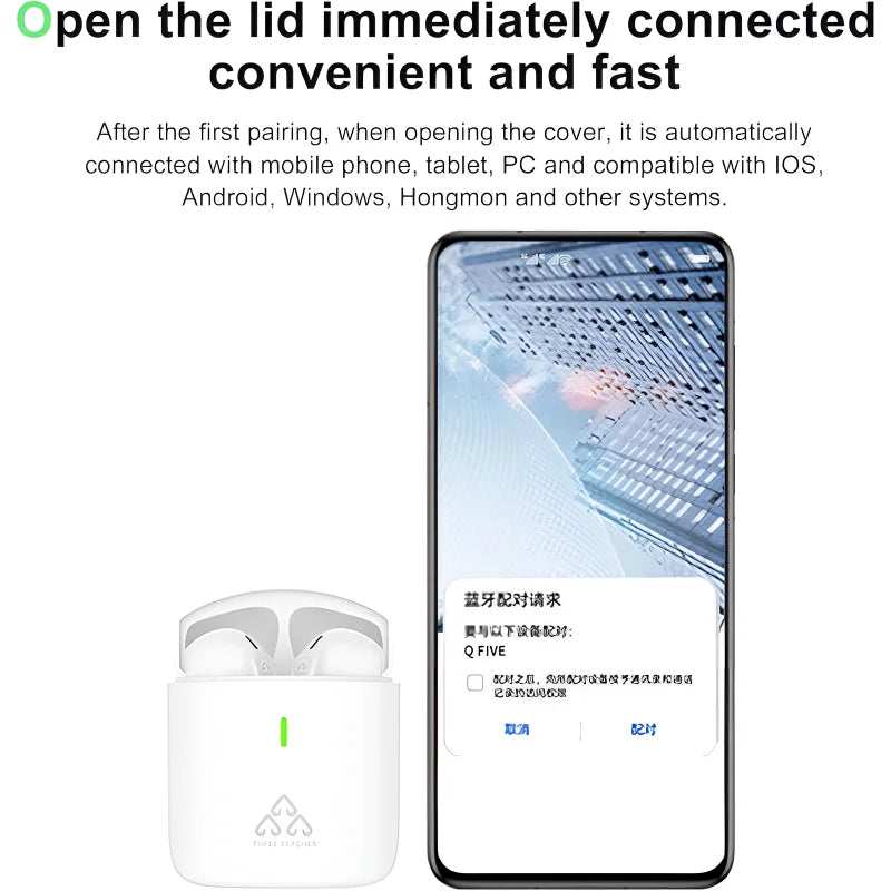 THREE PEACHES TWS Q Five Wireless Earbuds | Bluetooth 5.3, Noise Cancelling, IPX4 Waterproof