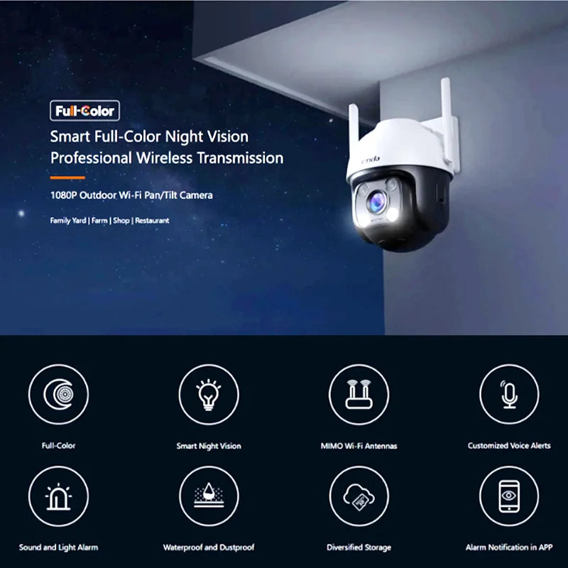 Tenda CH3-WCA 1080P Outdoor Wi-Fi Camera – Pan/Tilt, Night Vision & Alexa Support