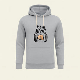 Train Hard Grey Hoodie for Men & Boys – Premium Summer Collection, Lightweight & Stylish Casual Wear