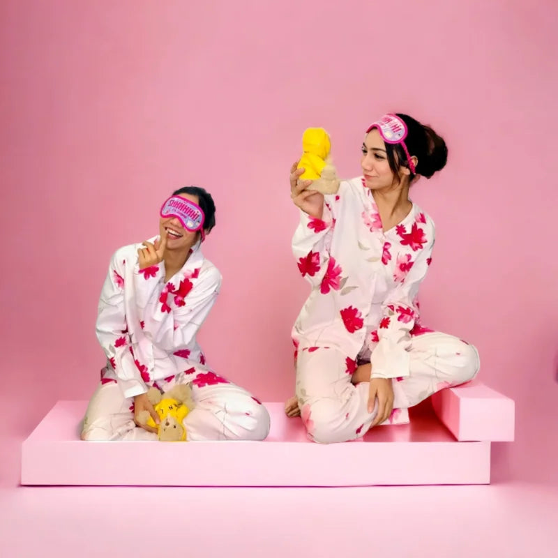 Two-Piece Women’s Printed Night Pajama Shirt Set - Chaudhary Brand Store 