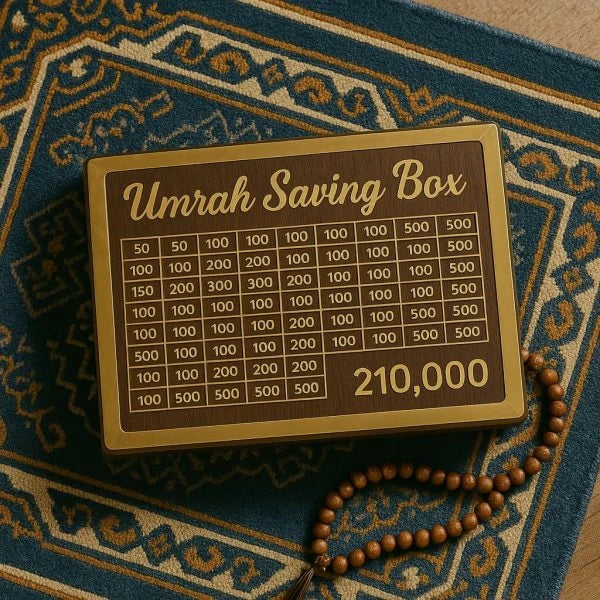 Umrah Saving Box – Premium Wooden Money Box for Umrah Preparation - Chaudhary Brand Store 