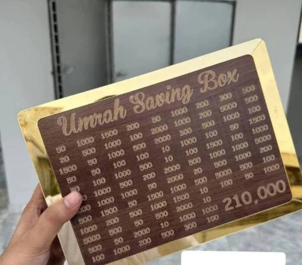 Umrah Saving Box – Premium Wooden Money Box for Umrah Preparation - Chaudhary Brand Store 