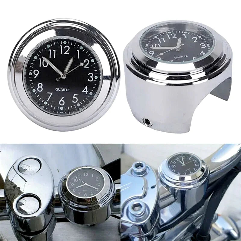 Universal Motorcycle & Bicycle Handlebar Quartz Clock – Waterproof Luminous Aluminum Alloy Mount Dial Watch My Store