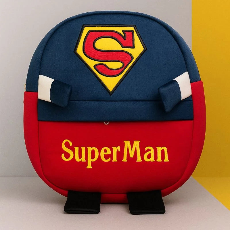Cute Plush Superman Character Backpack | Stuffed School Bag & Kids Gift