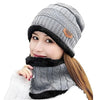 Winter Wool Cap with Neck Warmer Set | Thermal Beanie & Scarf Combo for Men and Women |  Gray