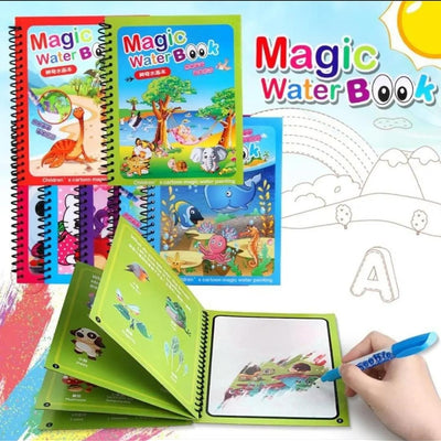 Magic Colouring Book with Water Pen | Reusable & Mess-Free Fun for Kids | Dinosaur & Cartoon Designs / Pack Of 2