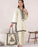 2 Pcs Linen Print Dress & Bag (shirt, Trouser And Bag) For Girls & Women