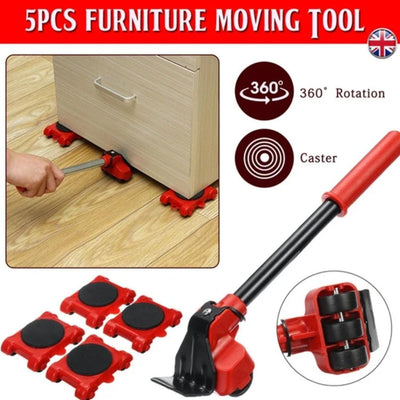5-in-1 Heavy Furniture Mover Tool Set with Lifter & 360° Rollers