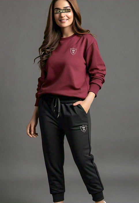 2-Piece Unisex Fleece Plain Tracksuit Set for Men & Women