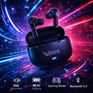 Rox Wireless Earbuds Bluetooth 5.3 | HD Sound | Gaming Mode | Long Battery Backup