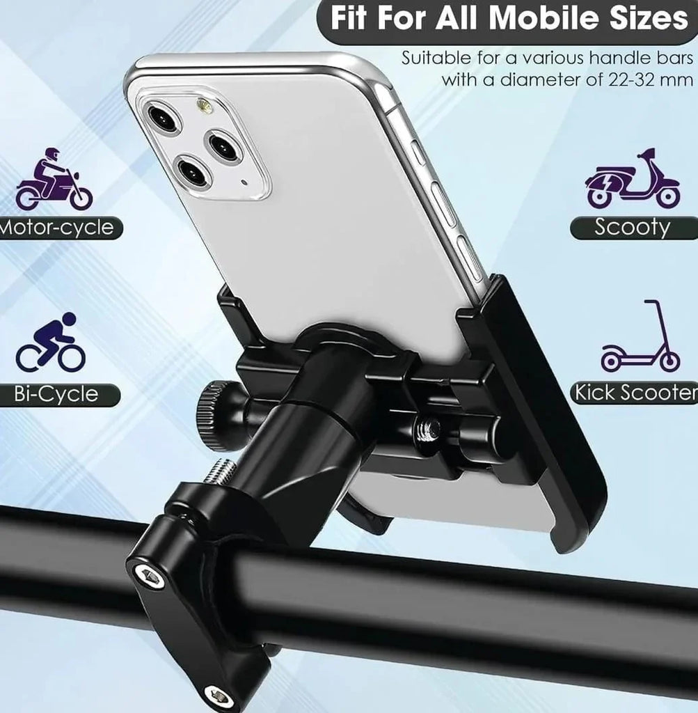 Bike Mobile Holder Stand | 360° Rotation | Anti-Slip Grip | Universal Motorcycle Mount