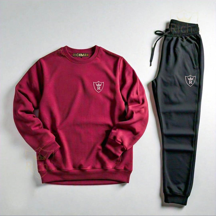 2-Piece Unisex Fleece Plain Tracksuit Set for Men & Women