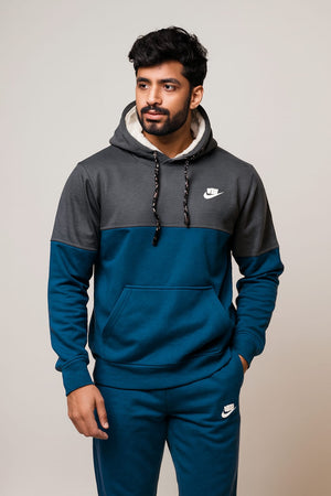 Winter Tracksuit with Hoodie & Trouser – Warm Fleece 2 Pcs Suit for Men & Women Blue