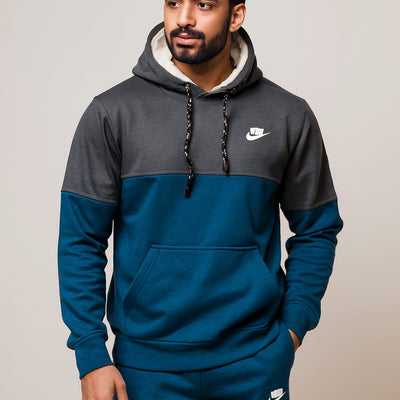 Winter Tracksuit with Hoodie & Trouser – Warm Fleece 2 Pcs Suit for Men & Women Blue